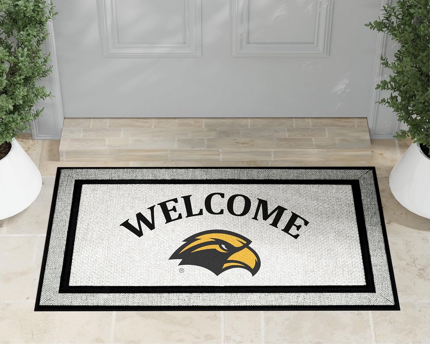 KH Sports Fan 18x30 Gray Southern Miss Golden Eagles Welcome Doormat NCAA Rug