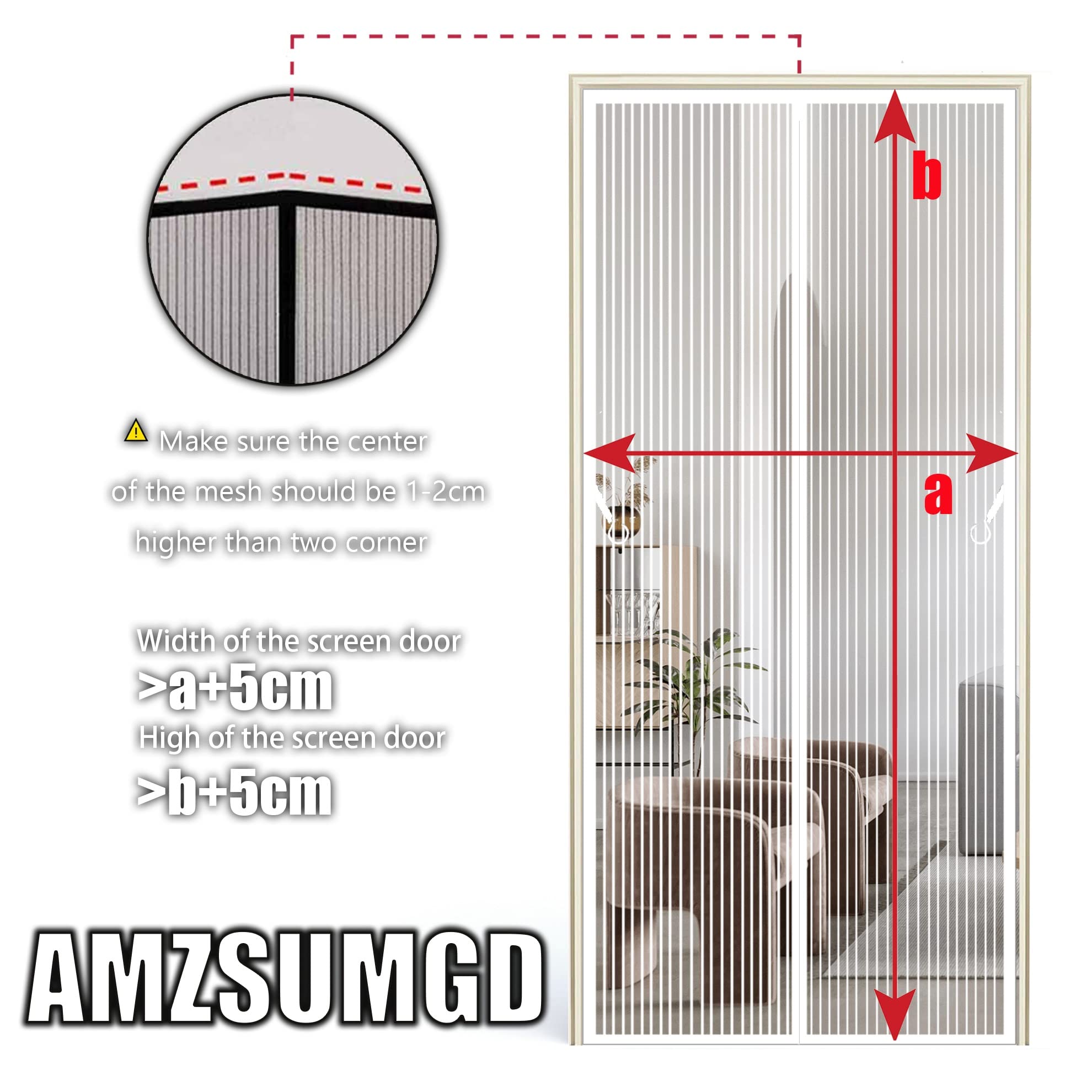Magnetische hordeur 130 x 185 cm Automatisch boren van boven naar beneden, blijf uit de buurt van muggen Gordijn voor balkonschuifdeuren Woonkamer Wit