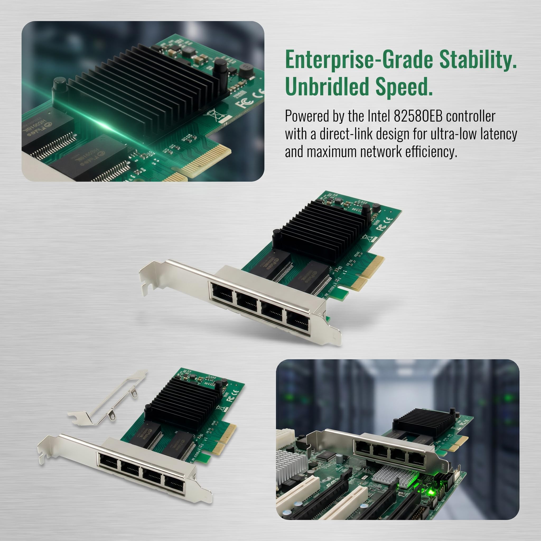 Adattatore di rete Gigabit Ethernet (NIC) con chip Intel I350, scheda di rete Ethernet PCI Express NIC, porte RJ45 in rame, PCI Express 2.1 X4, paragonabile a Intel I350-T4