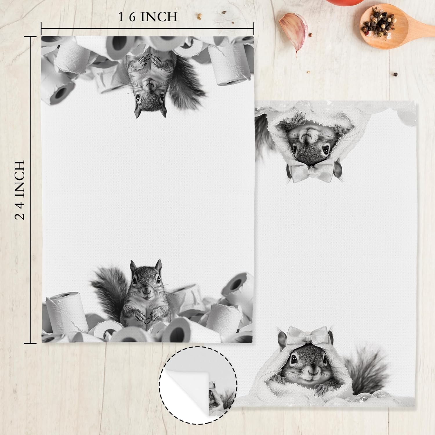 Funny Squirrel Decor Bathroom Hand Towels Gifts, Gifts for Squirrel Lovers, Cute Animal Decorative Hand Towels for Kids Bathroom Washroom Restroom, 16x24 Inch Set of 2 - Image 7