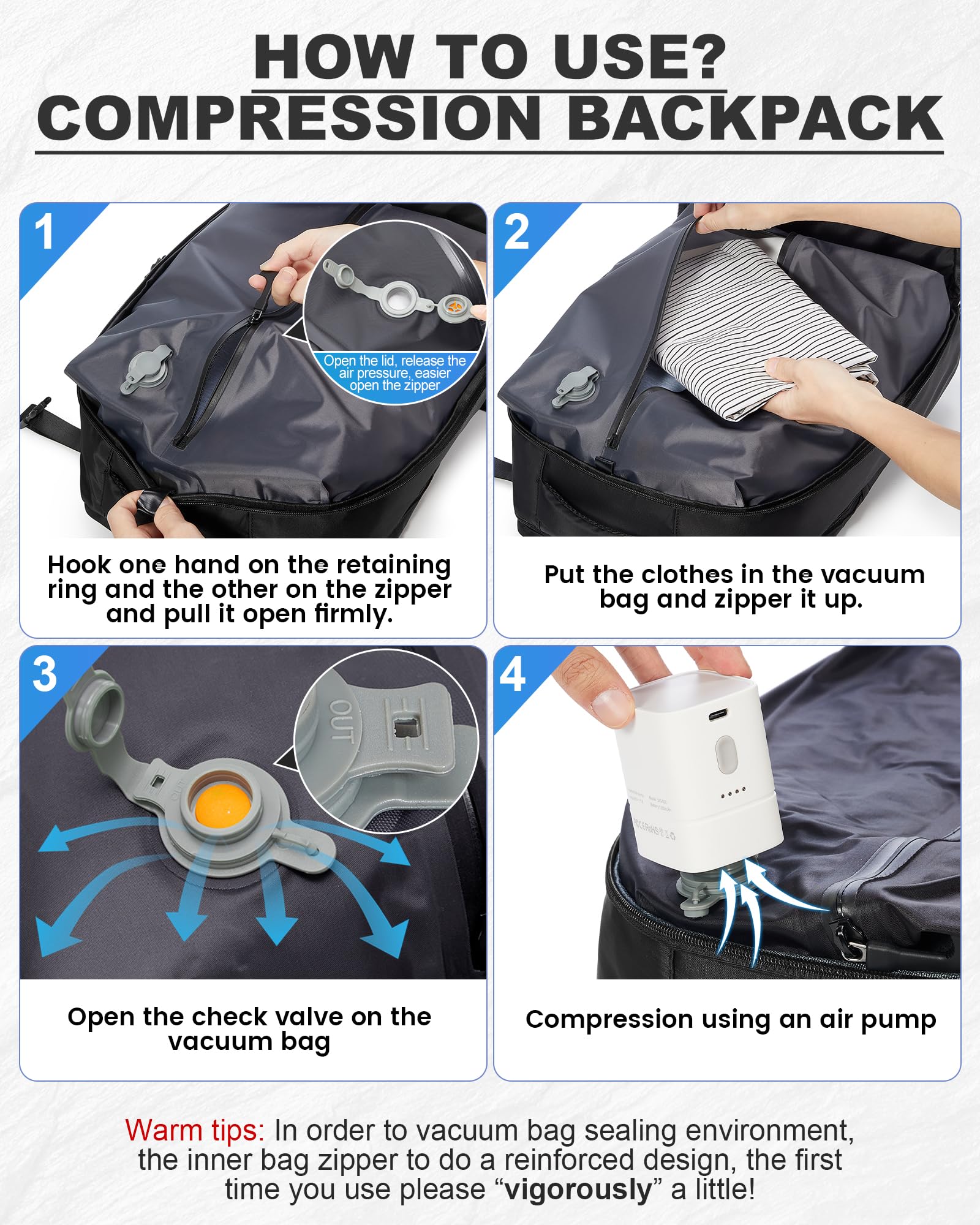 Vakuum Handgepäck Rucksack mit Pumpe 40x30x20 für Ryanair Reiserucksack Easyjet Unter Dem Sitz Flugzeug Handgepäck Weekendertasche Wanderrucksack Lässiger Tagesrucksack,A01-Schwarz