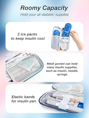 Miniatura 10 de Leng Ke Paquete de 4 paquetes de hielo para estuche de viaje de insulina, bolsa de hielo reutilizable aprobada por la TSA para la mayoría de los