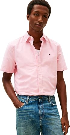 Tommy Hilfiger Mens Short Sleeve Oxford Regular Fit Mens Button Down Shirt