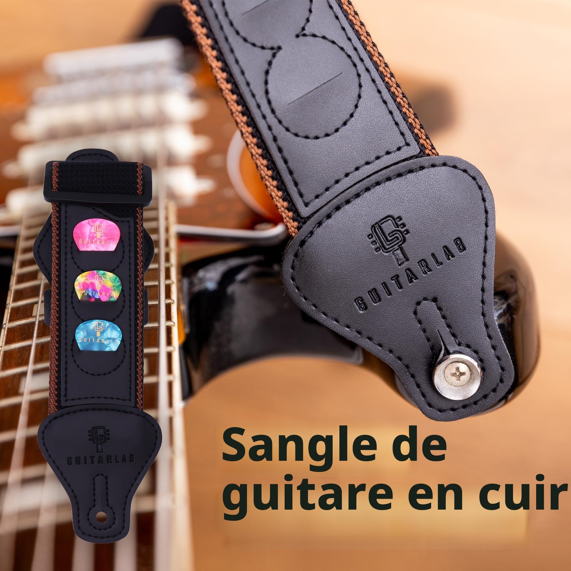 Guitar Lab coffret cadeau pour accessoires de guitare | médiators en étain, sangle de guitare, capodastre, accordeur électronique