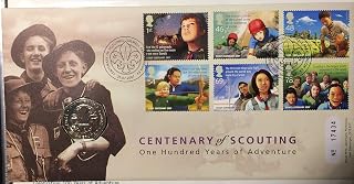 Great Britain 2007 Royal Mint Scouts 50p Coin + Stamps on First Day Cover, Gilwell Park, London E4 Postmark Mint Condition Scouts Children