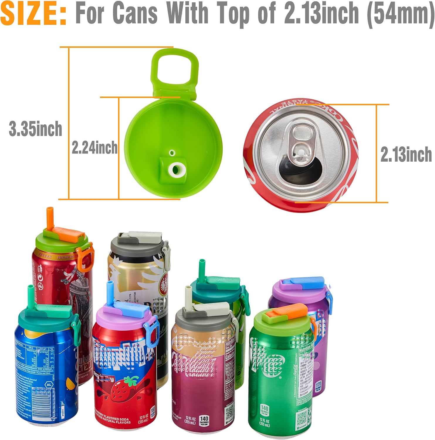 ORIGINAL CREATOR - DIPESI 4-pack 4 Color Soda Can Lids with straw, Soda Can Covers with Silicone straw BPA-Free Reusable For Fits standard For Canned Beverage, Beer, Juice,Seltzer. (Colour mixture)