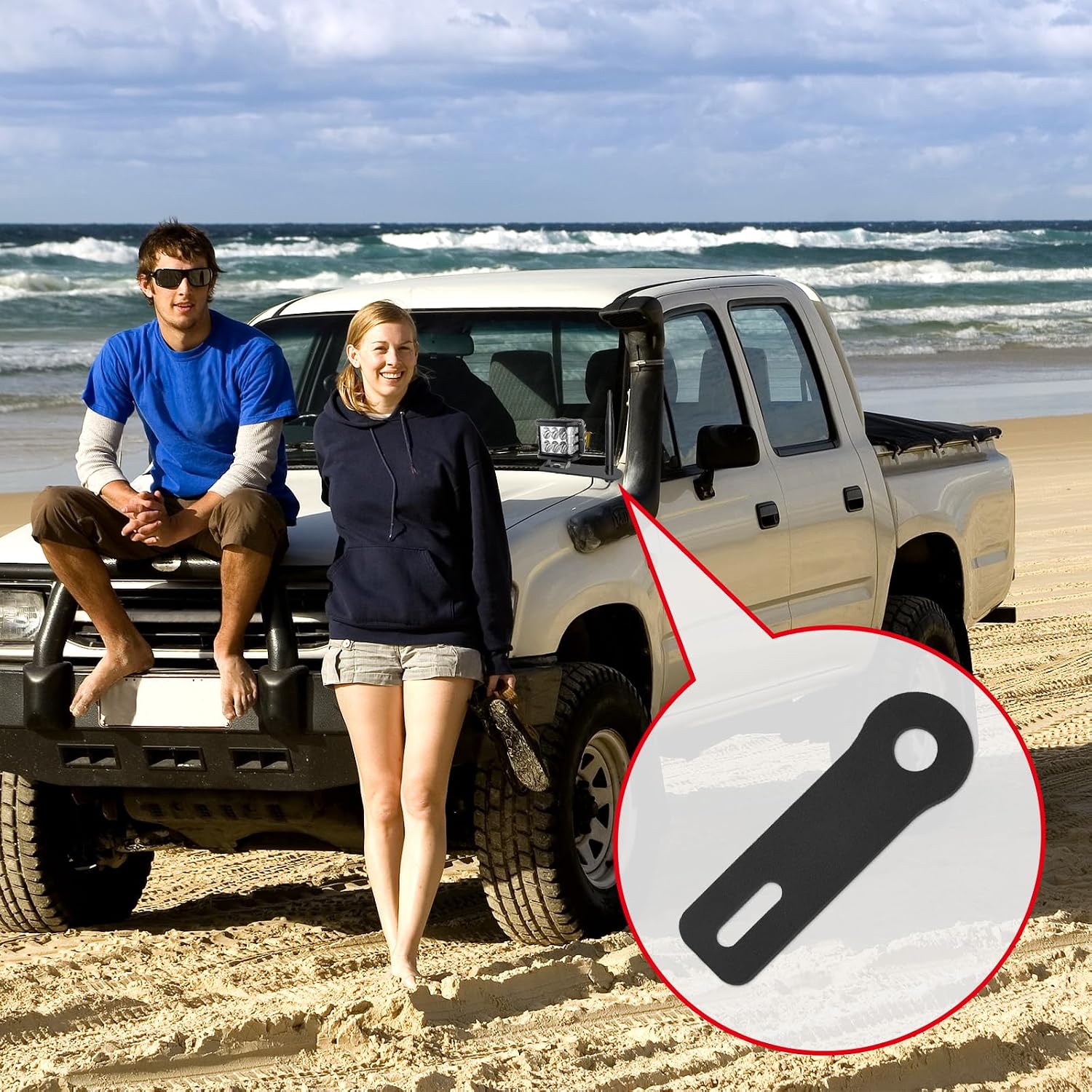 Universal Ham Antenna Ditch Light Bracket Extension, Car Antenna Mount Compatible with Ditch Light Holder Extension Brackets from Most Manufacturers, Heavy-Duty Metal for Off-Road Vehicles