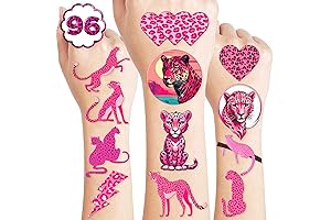 96 PCS Pink Cheetah Print Party Decorations Supplies