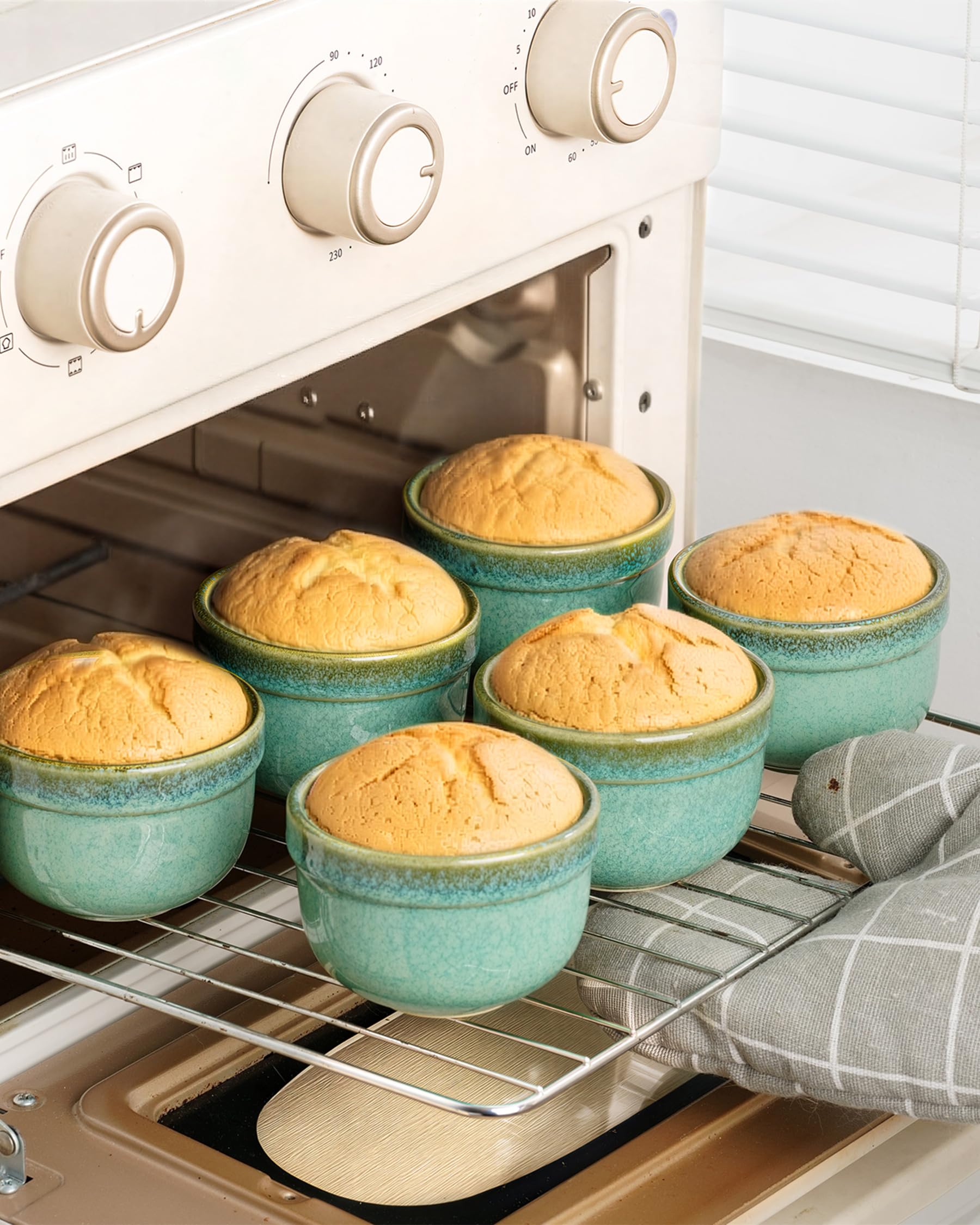 Lot de 6 Moules à Soufflé, 180 mL Ramequins Rond, Bol à Sauce Tapas, Moules pour Pudding, Creme Brulee, Bol à Dessert, Four et Micro-onde Convient