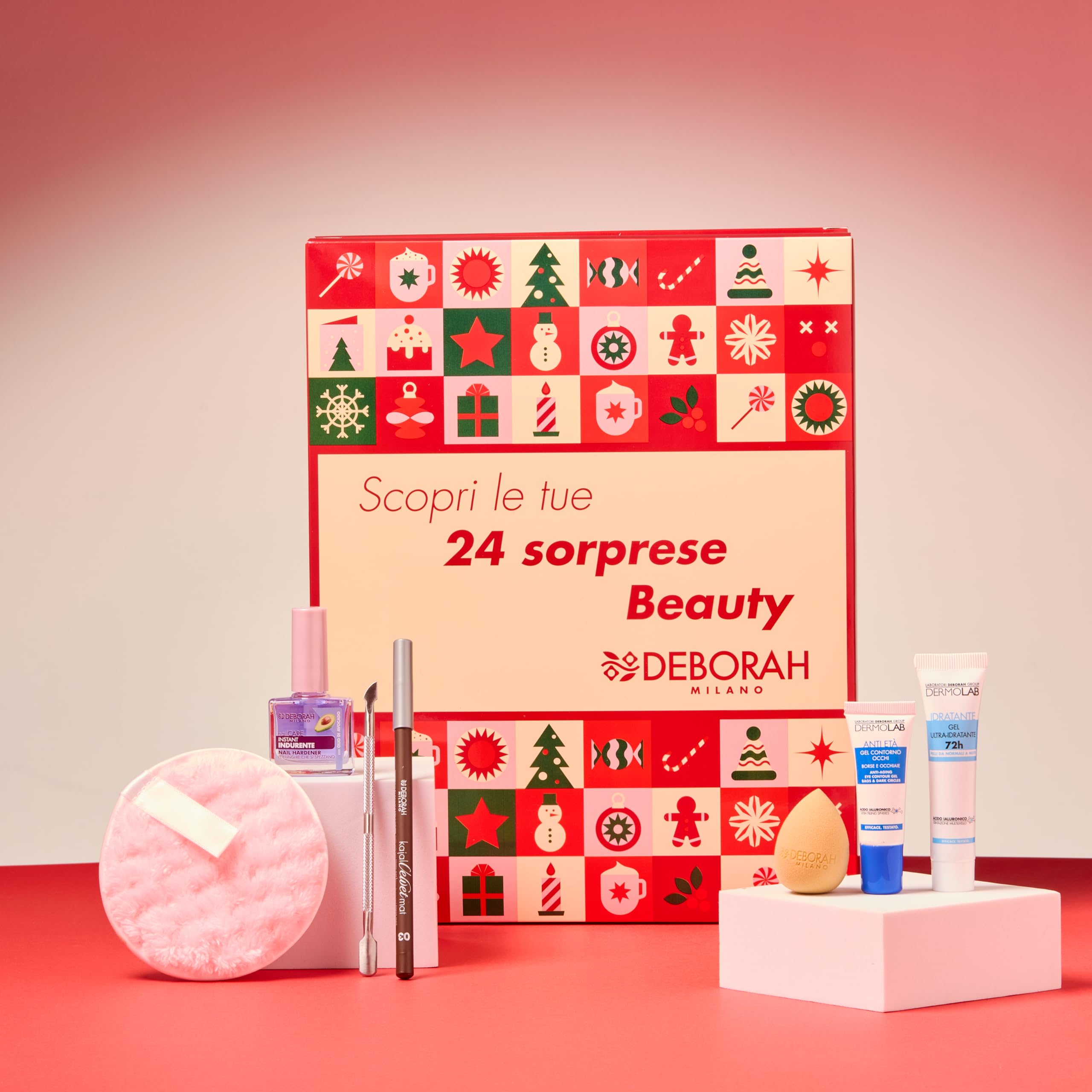 Deborah Milano - Calendario dell'Avvento 2025 Make Up, Sorprese Beauty con Prodotti Skincare, Trucchi per Labbra, Occhi, Unghie, Regali Donna Natale