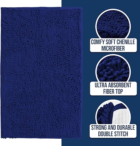 Miniatura 4 de Muddy Mat Alfombras de baño de felpilla de secado rápido, antideslizantes, lavables, extragruesas, suaves y altamente absorbentes, para baño, cocina