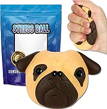 Gifton - Stress Ball Pug Dog - Sensory Squeeze Squishy DNA Stress Relief Fidget Toy for Anxiety Autism Bad Habits - Gift for Kids Boy Girl - Present for Adults Men Women - Christmas Stocking Filler