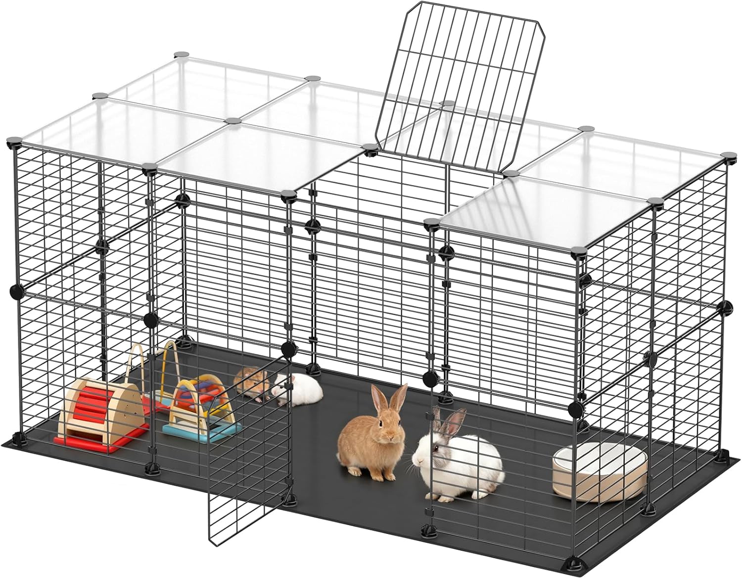 XiaZ Guinea Pig Cages,32 Panels Small Animal Playpen with Waterproof PVC Mat and Top 47.2" x 23.6" x 23.6",Rabbit/Bunny Cage, Pet/Puppy Play Pen, Indoor Outdoor Portable Metal Fence