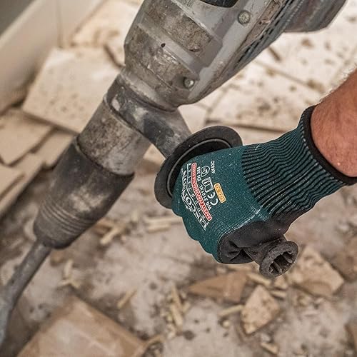 Miniatura 6 de LINCONSON - Paquete de 3 guantes de trabajo de poliuretano para mecánico de construcción, resistentes a cortes, resistentes a cortes, de nivel 5,