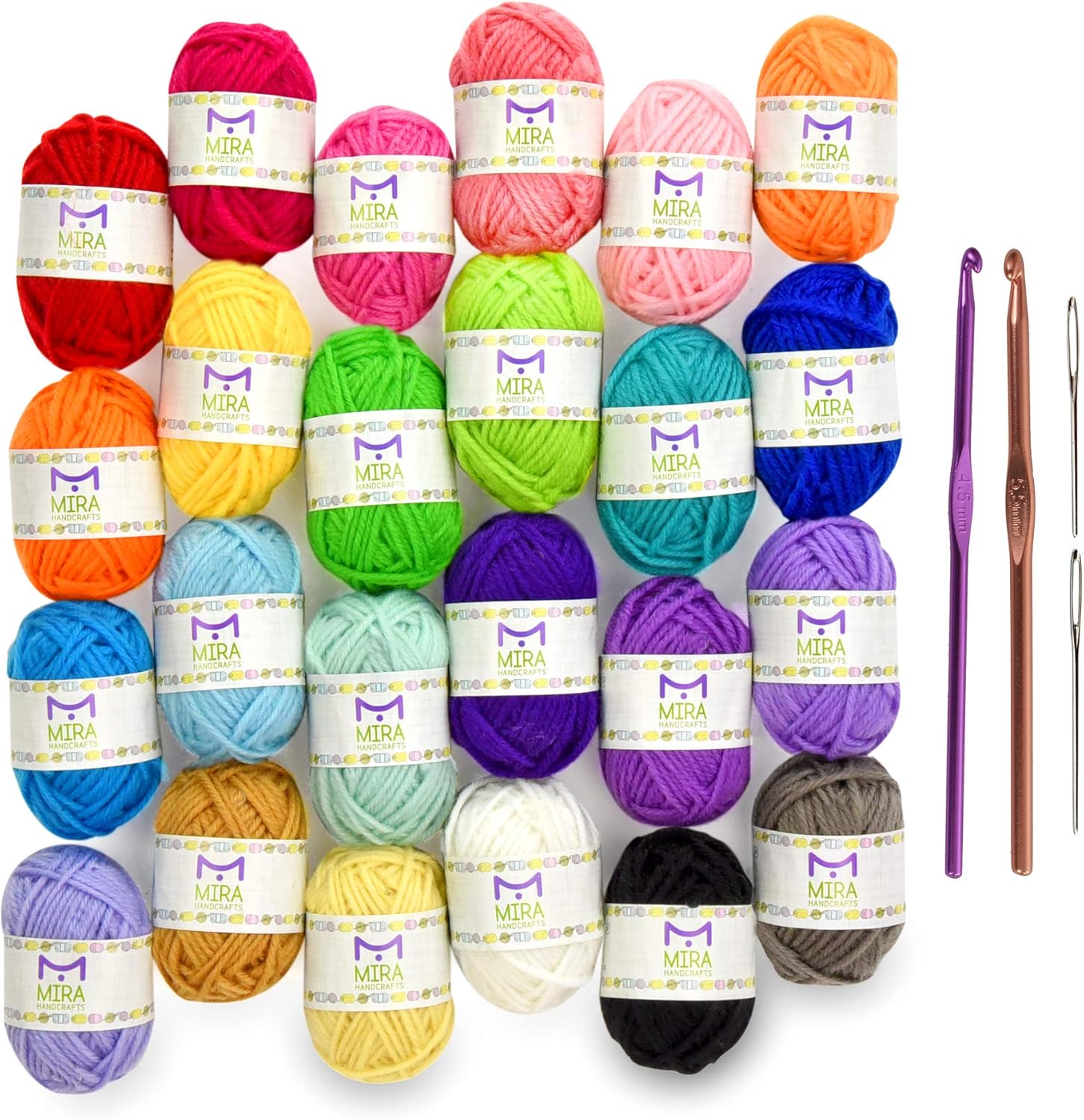 Mira Handcrafts 24 Acrylic Yarn Bonbons Total of 525 yards Craft Yarn