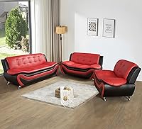 Vista 11 de Moderno juego de sofá de 3 piezas para sala de estar, juego de sofá de piel sintética, color negro