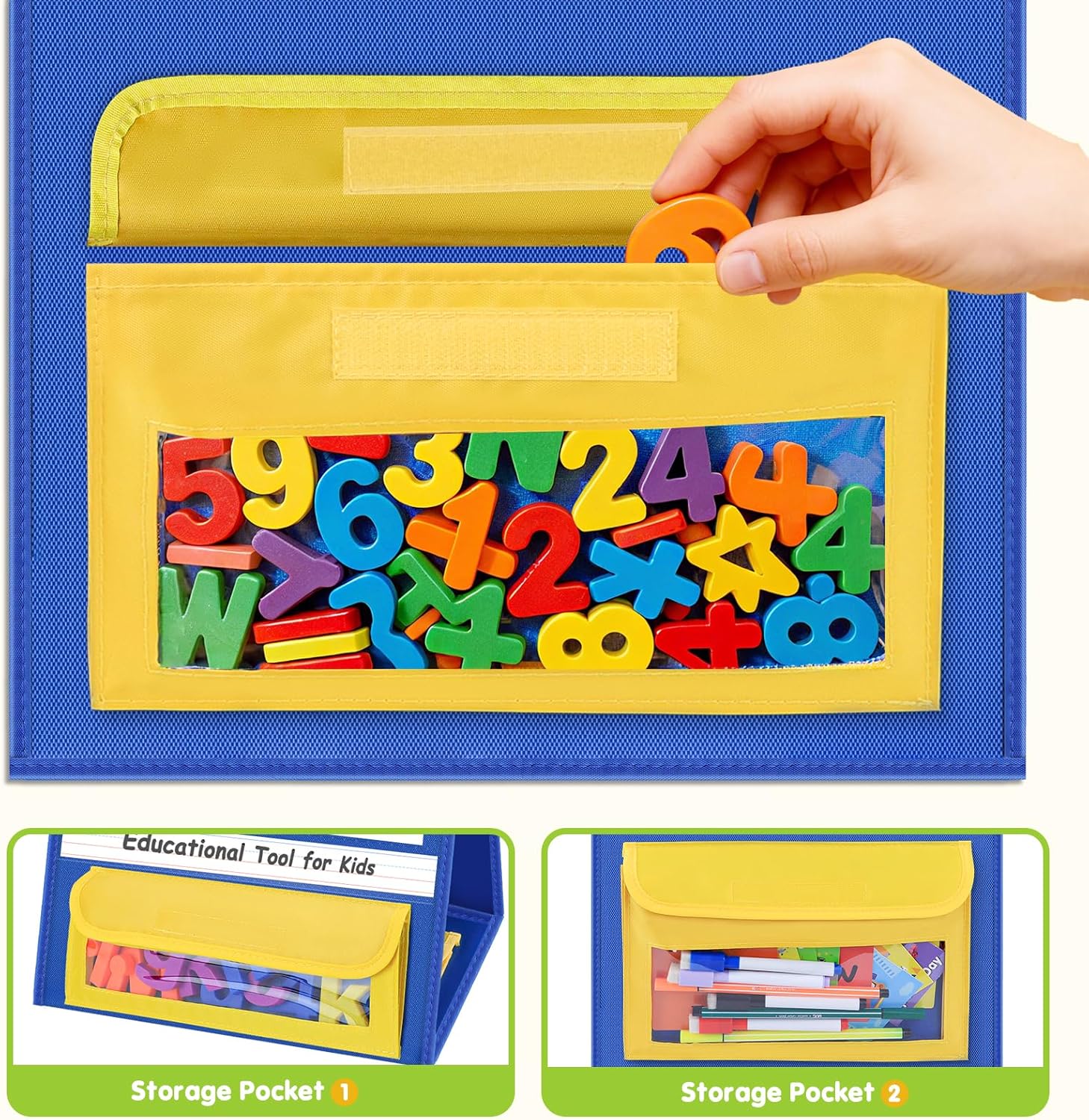 EAMAY Magnetic Desktop Tabletop Stands Pocket Chart Foldable Small Dry Erase Board Classroom Tool for Kids Education (12W*15L, Magnetic)
