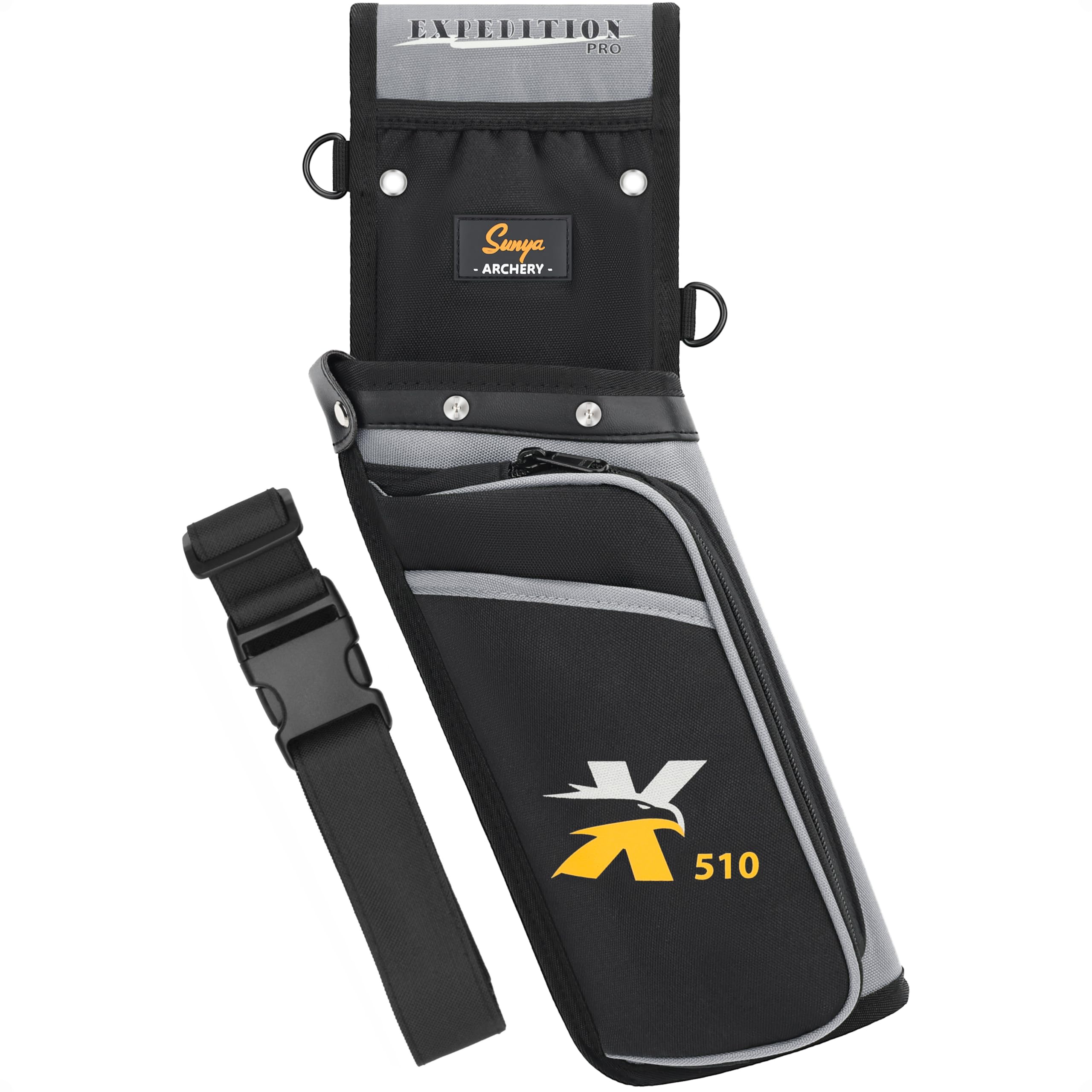 SUNYA X510 Field & Competition Hip Arrow Quiver | 3-Slot Noise-Free Archery Quiver with Sturdy Storage System (42x18cm)