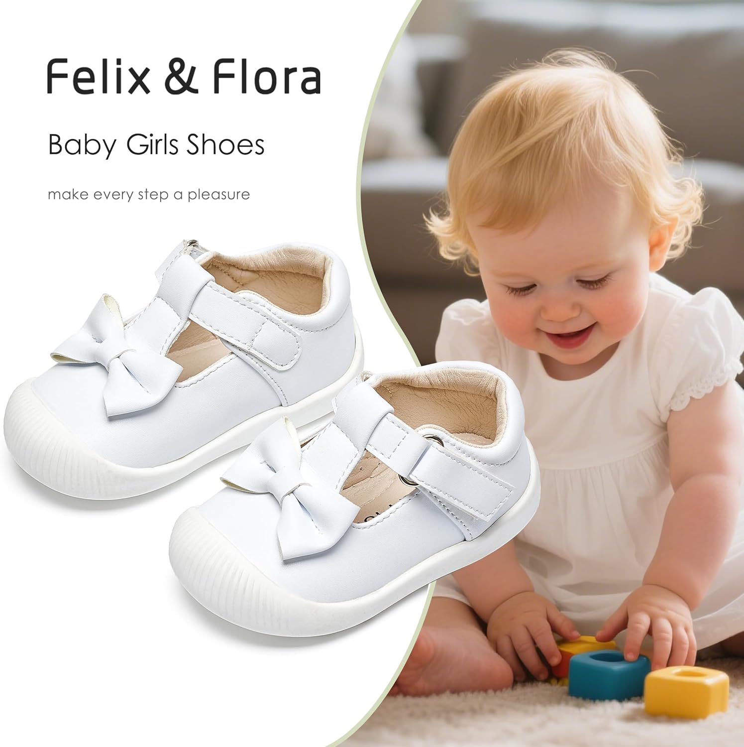 Felix & Flora Soft Sole Baby Dress Shoes - Infant Baby Walking Shoes Moccasinss Rubber Sole Crib Shoes - Image 3