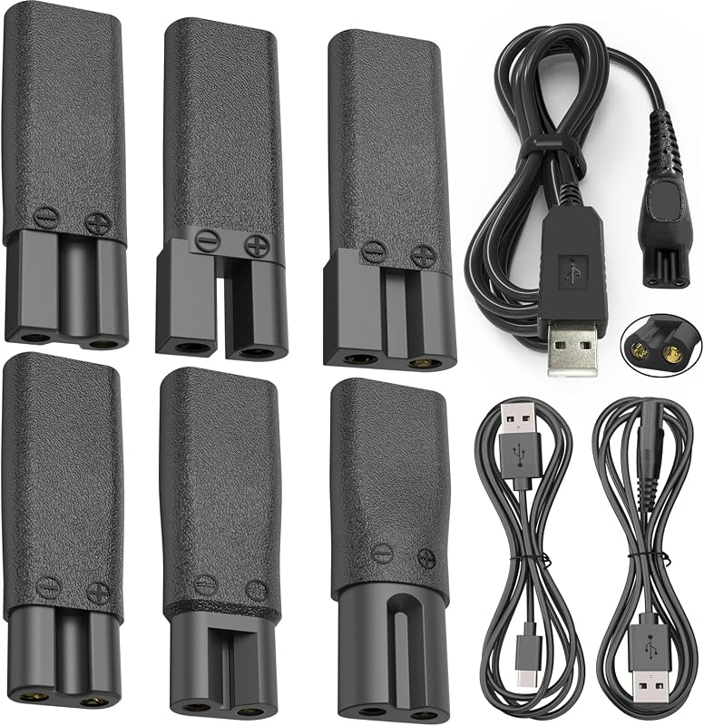 Kit de cabos e conectores de carregamento USB Type-C Pinkind para aparadores e barbeadores elétricos, 9 peças