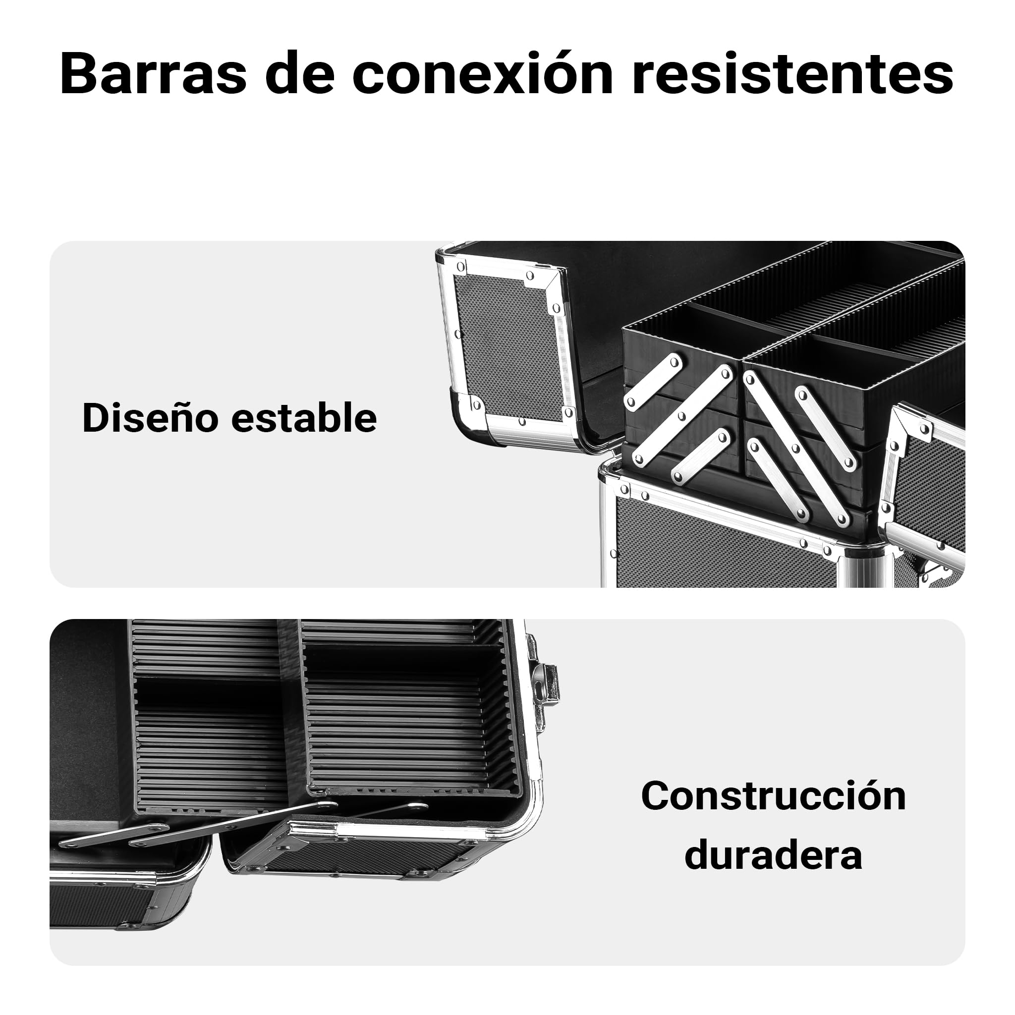 Wiltec Maletín multiusos de aluminio 35,5x24x22,5 cm con esquinas de acero maletín de transporte contenedores separados