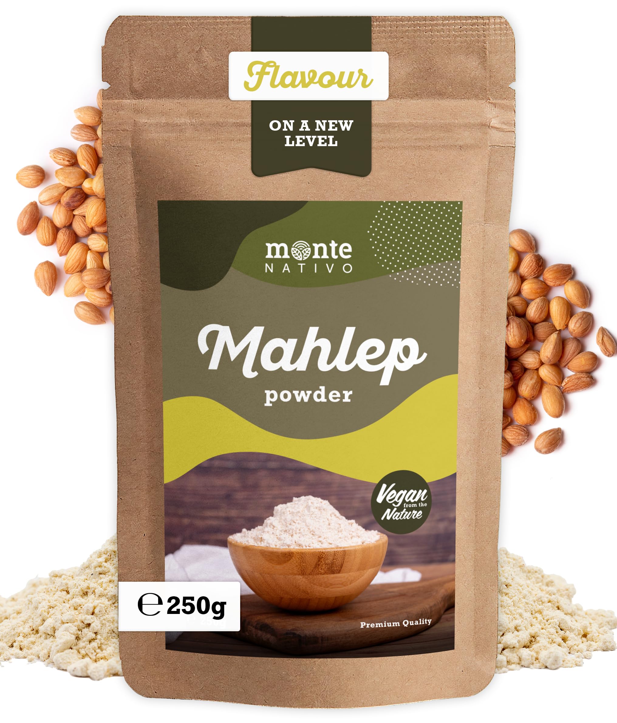 Mahlepi Powder Monte Nativo (250g) - Ground Mahlab - Mahleb Powder - Gently dried and aromatic Spices ideal for Cooking and Seasoning