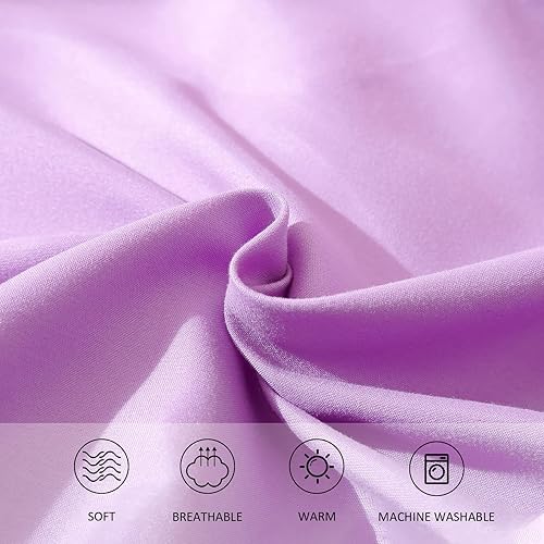 Miniatura 6 de Hiverson Essentials Edredón morado lavanda para cama tamaño Queen, juego de ropa de cama moderno para niñas, suave y ligero, juego de cama de