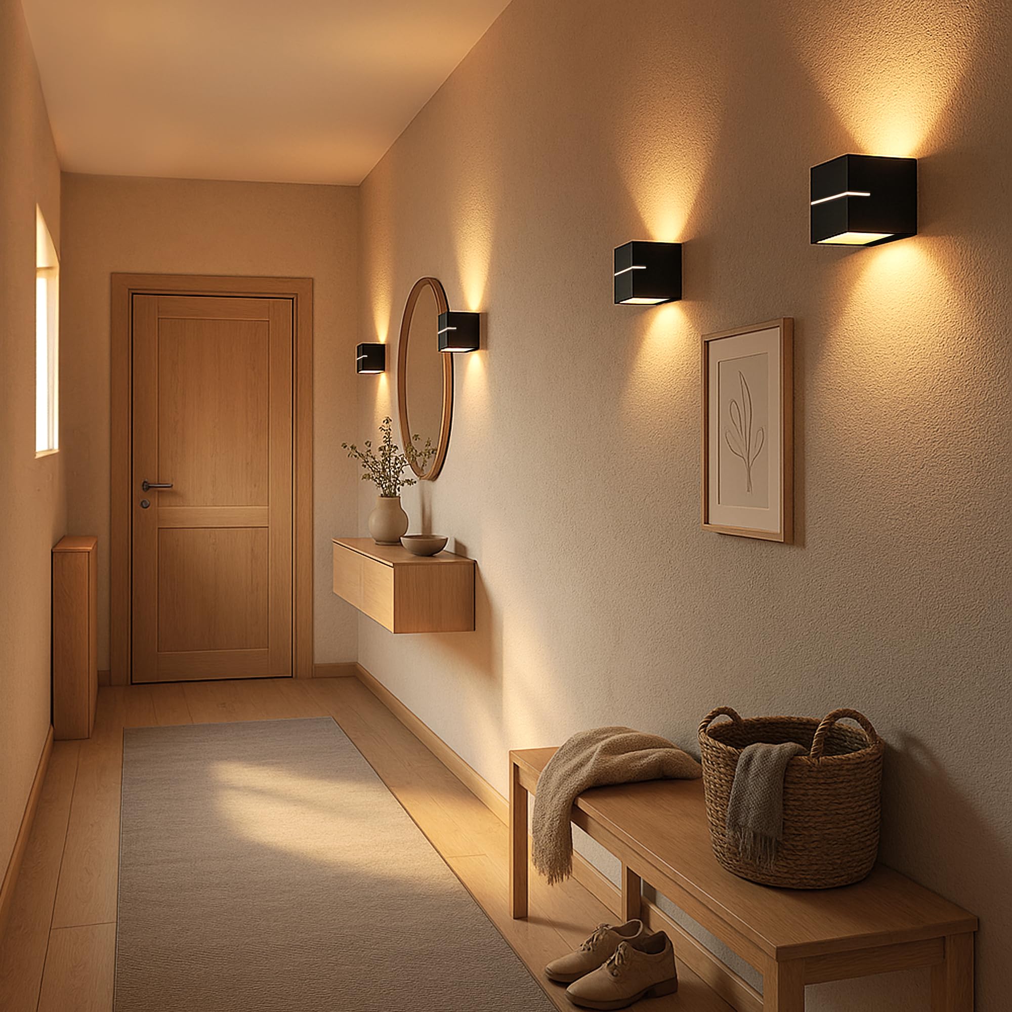 KOURA indirekte Wandleuchte schwarz mit Lichtschlitz - Wandlampe Gold Design Up Down Leuchte für 1x G9 LED