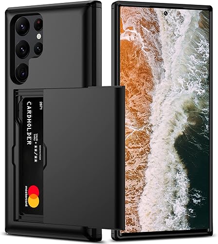 Nvollnoe Funda protectora para Samsung S23 Ultra con tarjetero 5G de 6.8 pulgadas, delgada, de doble capa, resistente, funda protectora para Galaxy