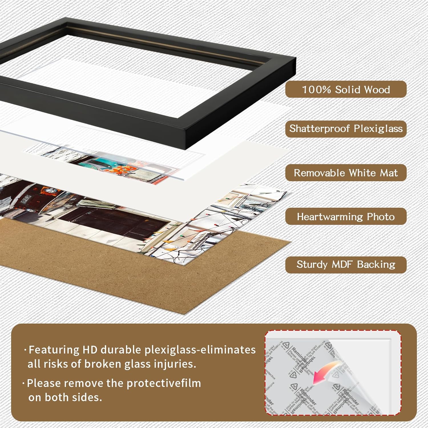 Picture Frames 8x10 Black Nature Solid Wood 2 Pack for Wall Mount and Tabletop Display - Image 6