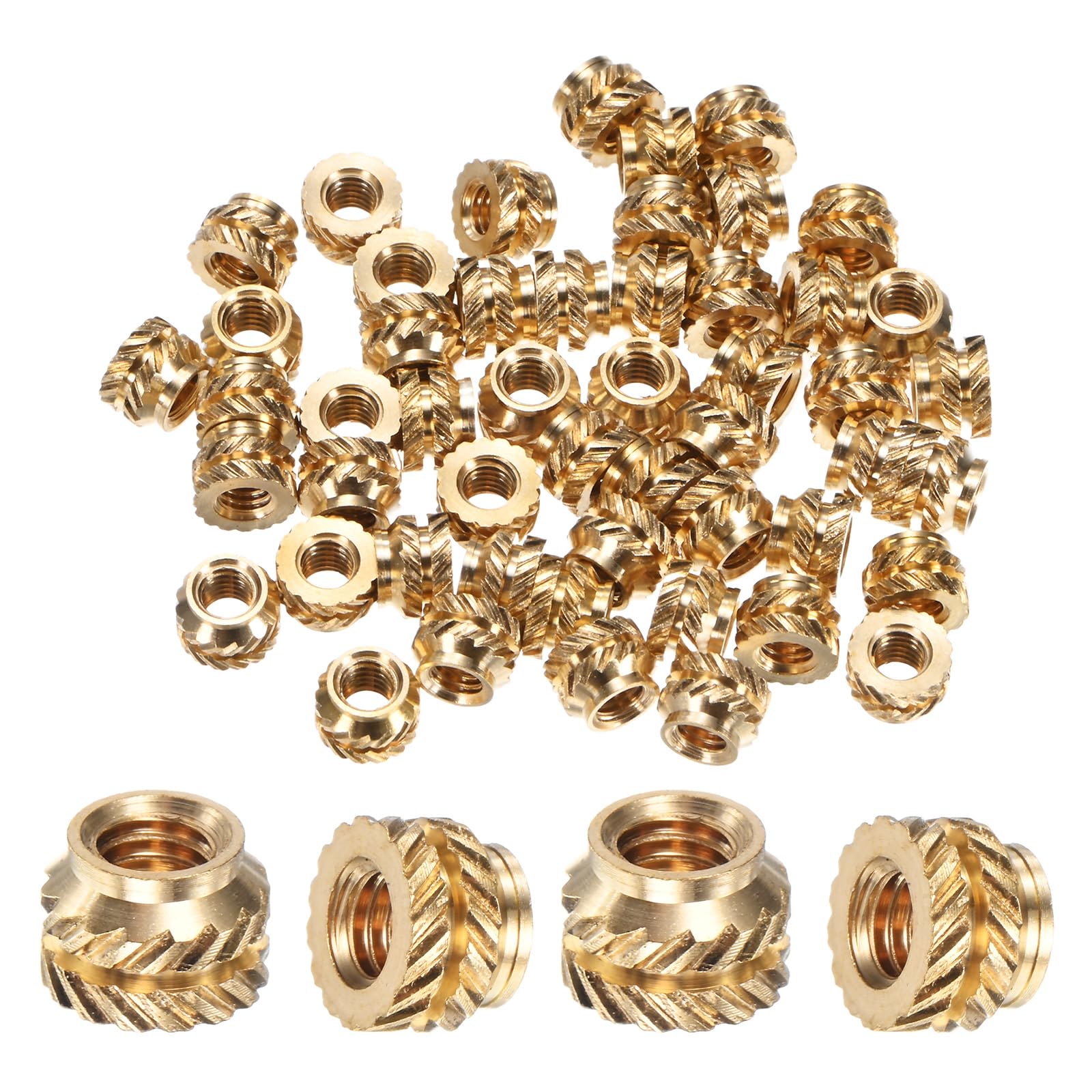 M METERXITY 50-Pack Threaded Inserts - M4 x 5mm L x 7mm OD Brass Heat Set Insert Nuts, for 3D Printing Components/Plastic Parts/Miniature Electronics Female Metric Knurled Nuts