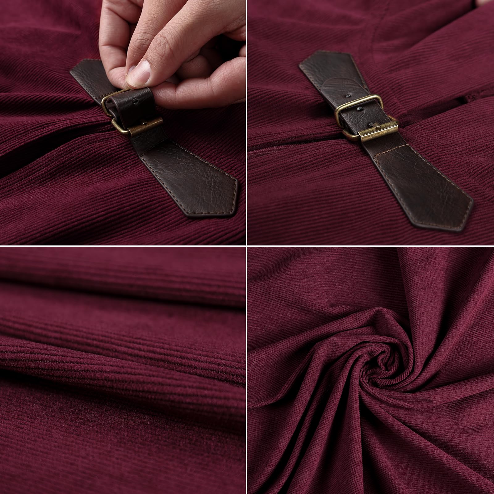 HiiFeuer Mittelalterlicher Cord Kapuzenmantel mit verstellbarer Brosche, Fantasy Poncho Renaissance Kostüm Umhang Ren Faire Cosplay(Rot)