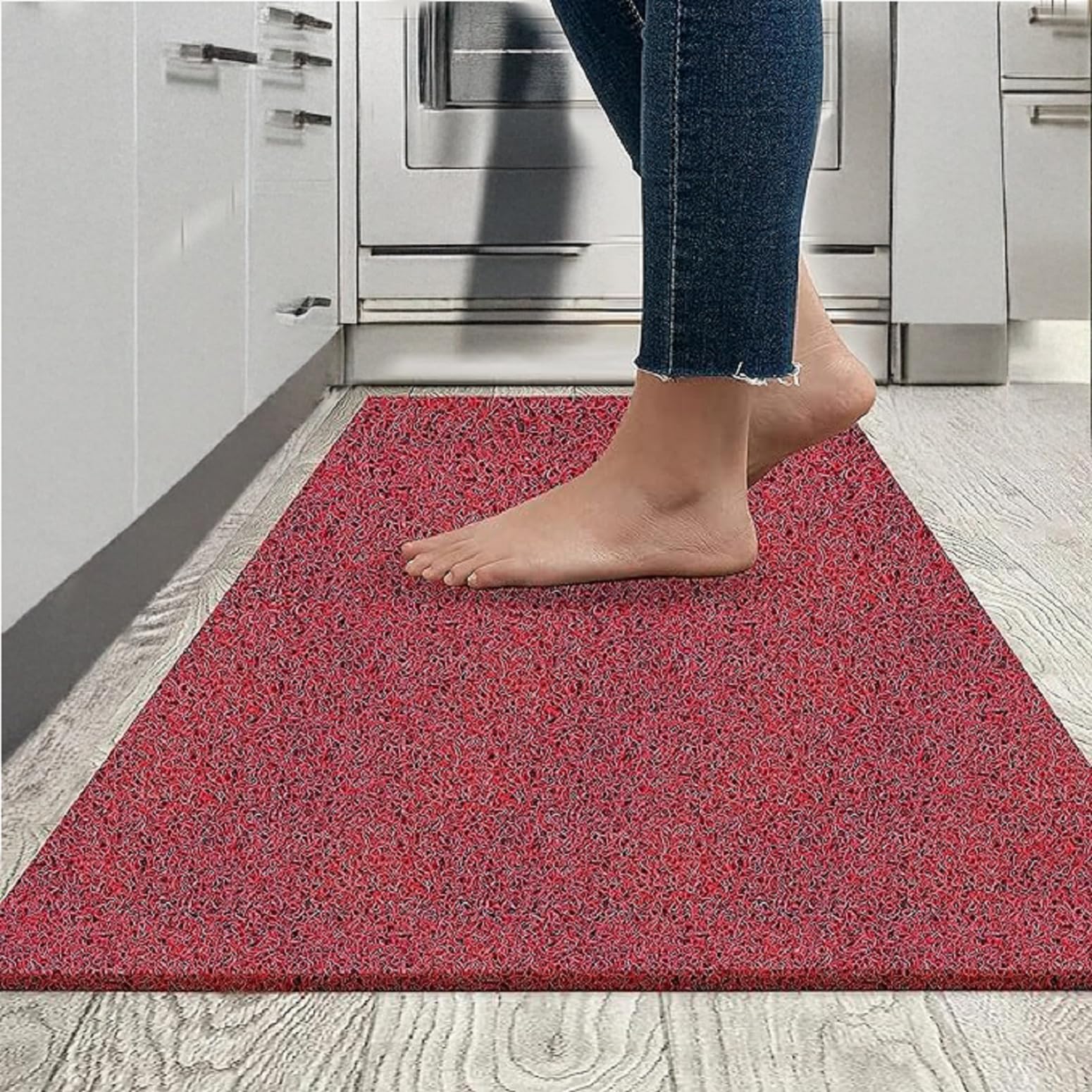 VNQ! Cushion Noodle Mat for Home Entrance, Heavy Indoor Outdoor Anti Slip PVC Floor Mat for Bedroom, Kitchen, for Bathroom, Doors, Office, Door Mat, Bath Mat Colour Red|(2X13 Feet)
