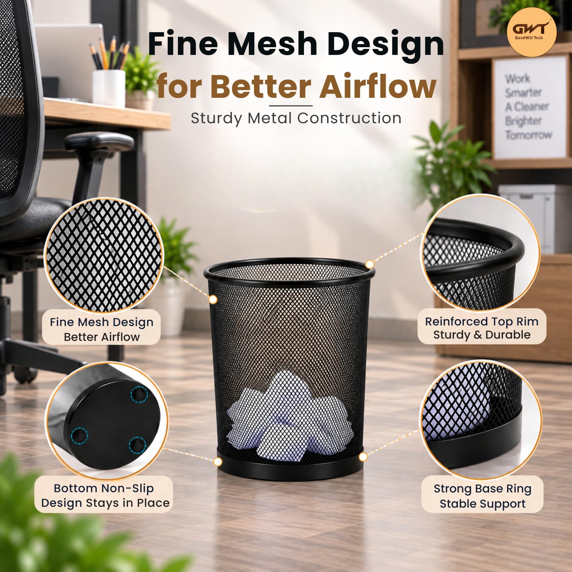 GoodWill Tech Mesh Recycling Bins - Black, 13L -3 GoodWill Tech Mesh Recycling Bins - Black, 13L -3