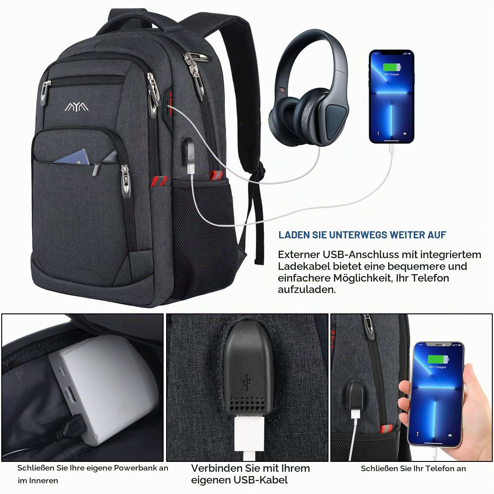 Rucksack Herren Schulrucksack für 17.3 Zoll Laptop Rucksack Arbeit Wasserdicht Business Daypacks Jungen Teenage