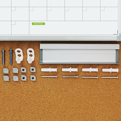 Miniatura 4 de JILoffice Calendario mensual de borrado en seco de 15 x 12 pulgadas, pizarra de borrado en seco de doble cara, tablero de calendario, marco de