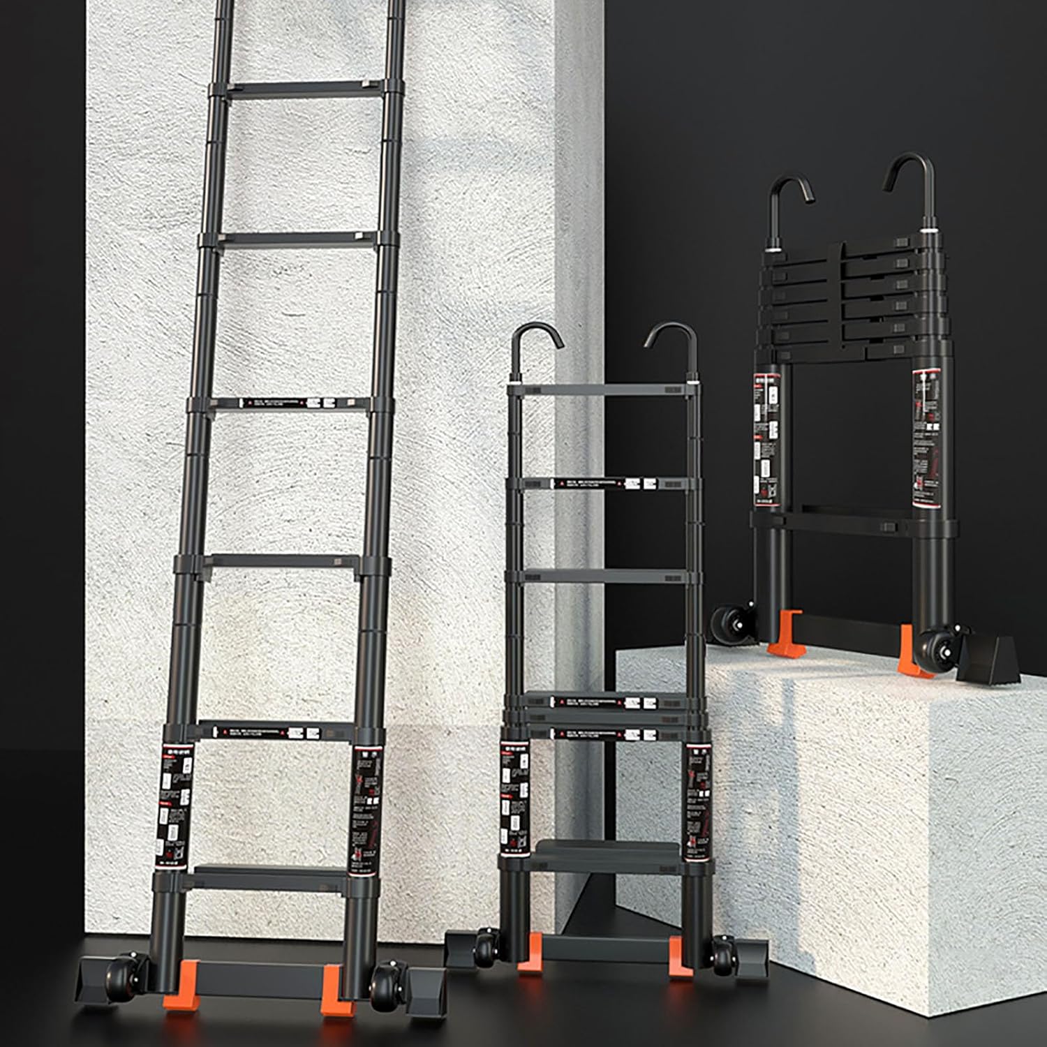 Extension Ladder, Multi-Purpose Folding Aluminium Extension Ladder for Caravans, Lofts, Homes and Outdoor Work, with A Maximum Load Capacity of 150KG(Size:3.9m)