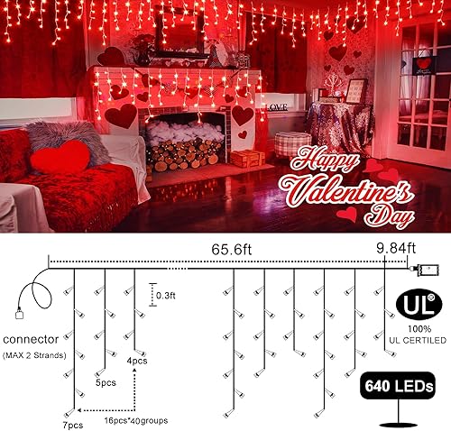 Miniatura 50 de Luces de Navidad de carámbano para exteriores, 33 pies, 400 luces LED de carámbano para exteriores con 75 gotas, luz de Navidad impermeable