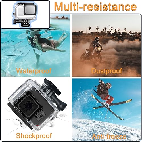 Miniatura 6 de Carcasa impermeable para GoPro Hero 5 6 7 negro, carcasa protectora de buceo subacuático con soporte para Go Pro Hero5 6 Hero7 Black Action Camera