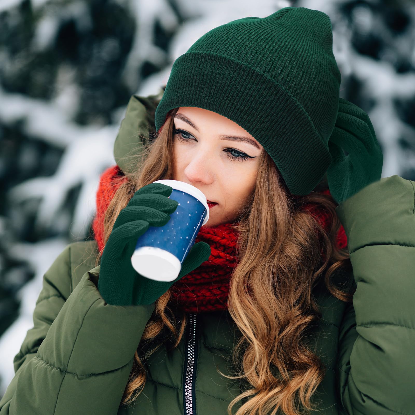 Yunsailing Wintermütze, Schal, Handschuhe, Strickmütze, Fleece, Halswärmer für Männer und Frauen, 96-teilig, Siehe Abbildung., Einheitsgröße