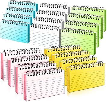 Colorful 1000 PCS Spiral Index Cards 3x5 Inch Flash Cards with Ring Lined Note Card Book Flashcards, Colored Ruled Card Pad Index Note Books 3 x 5 Notecards for Studying School Office Supply