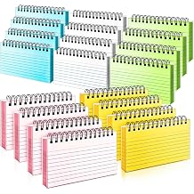 Colorful 1000 PCS Spiral Index Cards 3x5 Inch Flash Cards with Ring Lined Note Card Book Flashcards, Colored Ruled Card Pad Index Note Books 3 x 5 Notecards for Studying School Office Supply