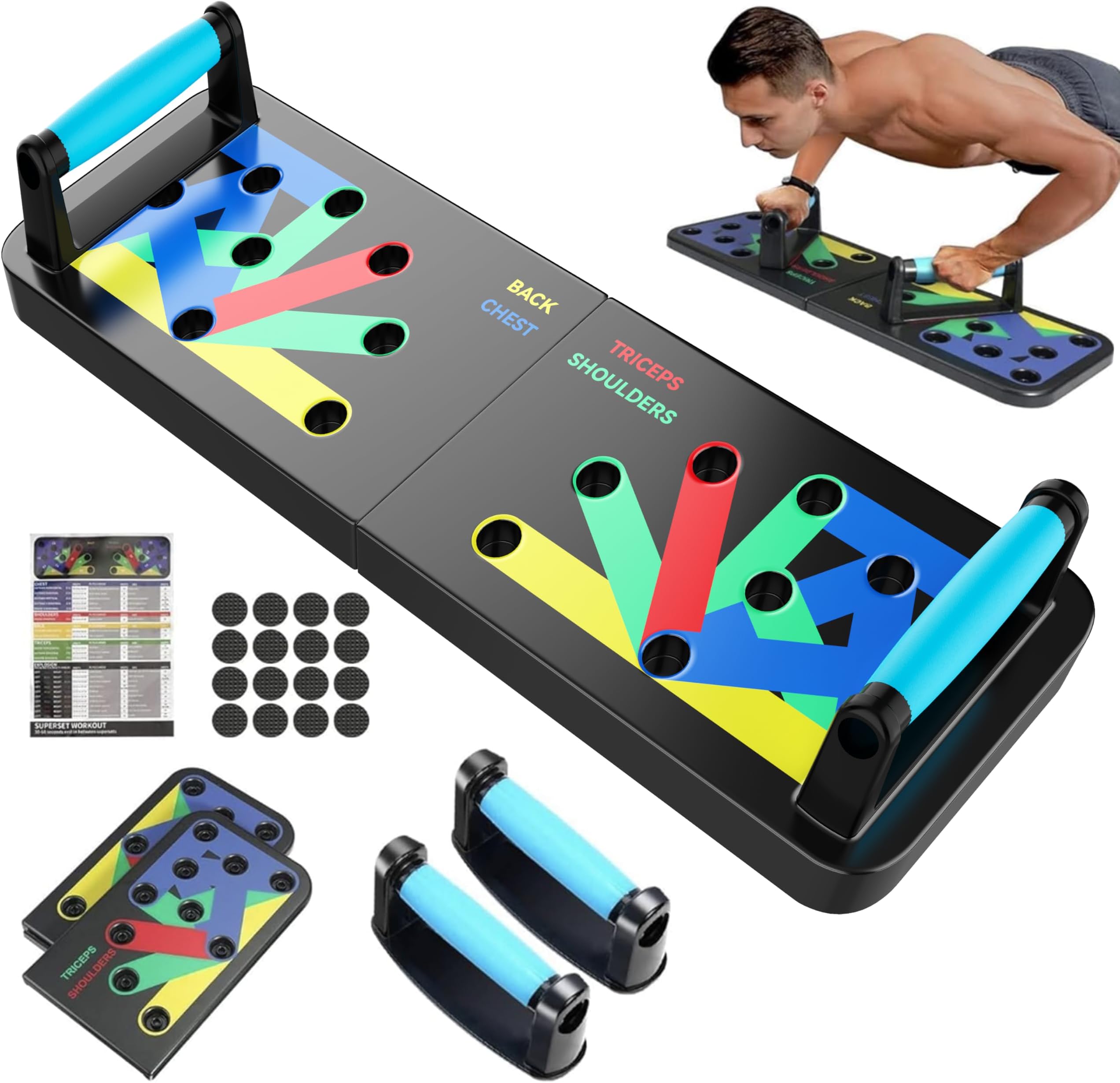 Berleng Floor Push Up Handles, Portable Strength Training Home Gym, Home Workout Equipment For Men And Women