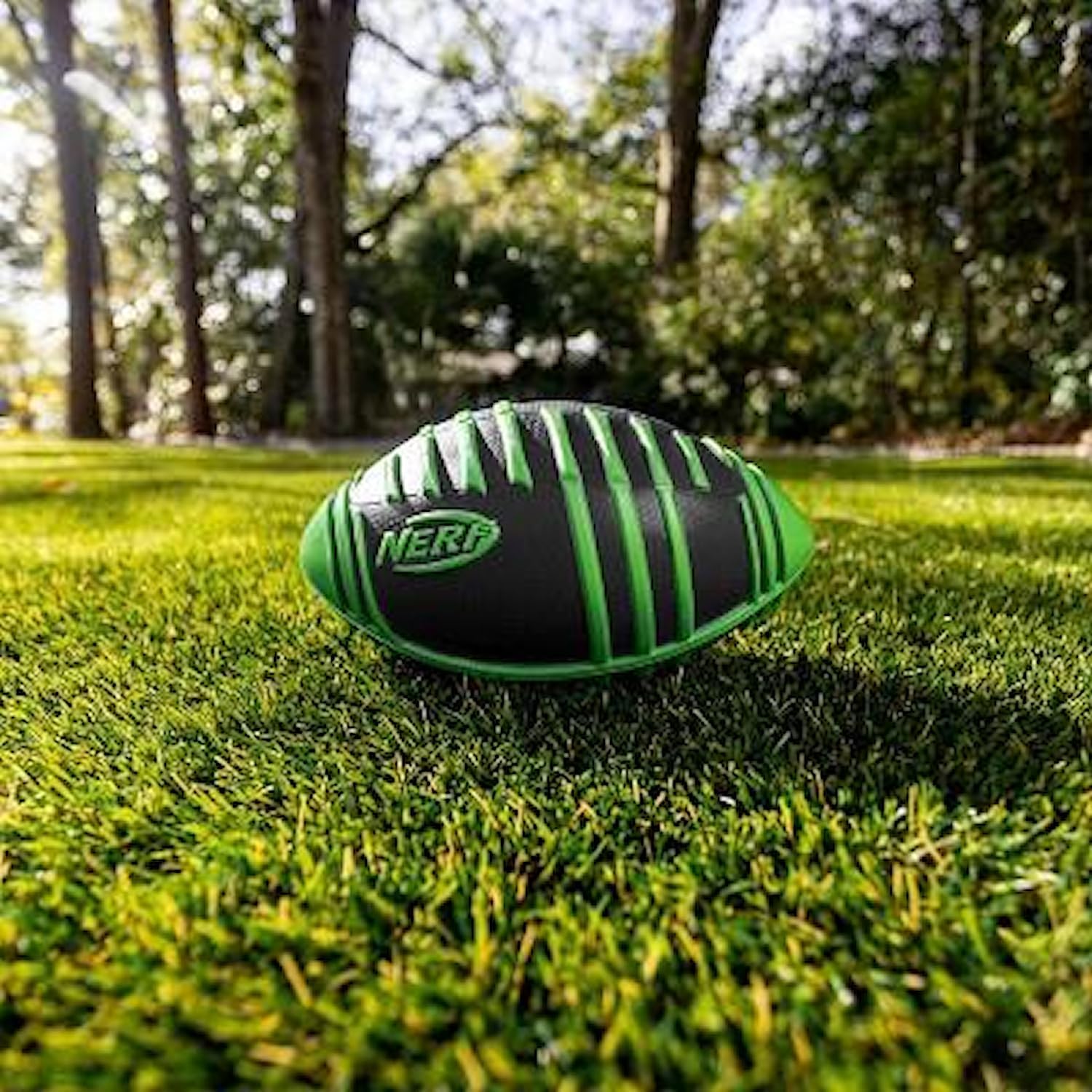 NERF Weather Blitz Kids Foam Football - Youth Weatherproof Soft Foam Ball - Indoor + Outdoor Football for Kids - Small Junior NERF Foam Football - 9" Inch Youth Sized Football - Green