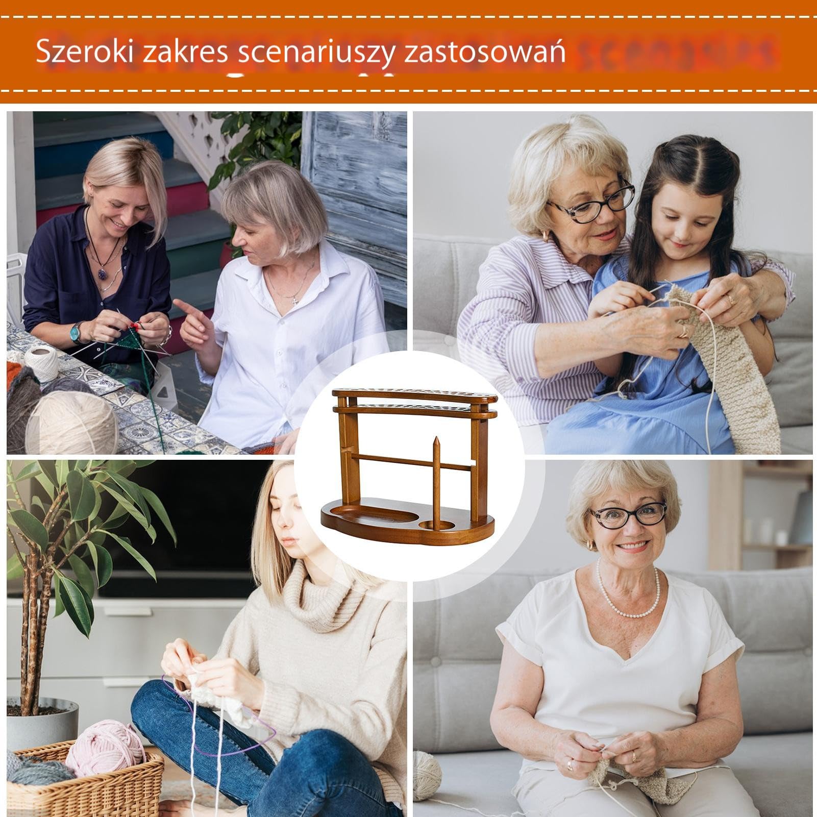 Organizer Do Włóczki Przenośny Drewniany Obrotowy Przyrząd Do Szydełkowania