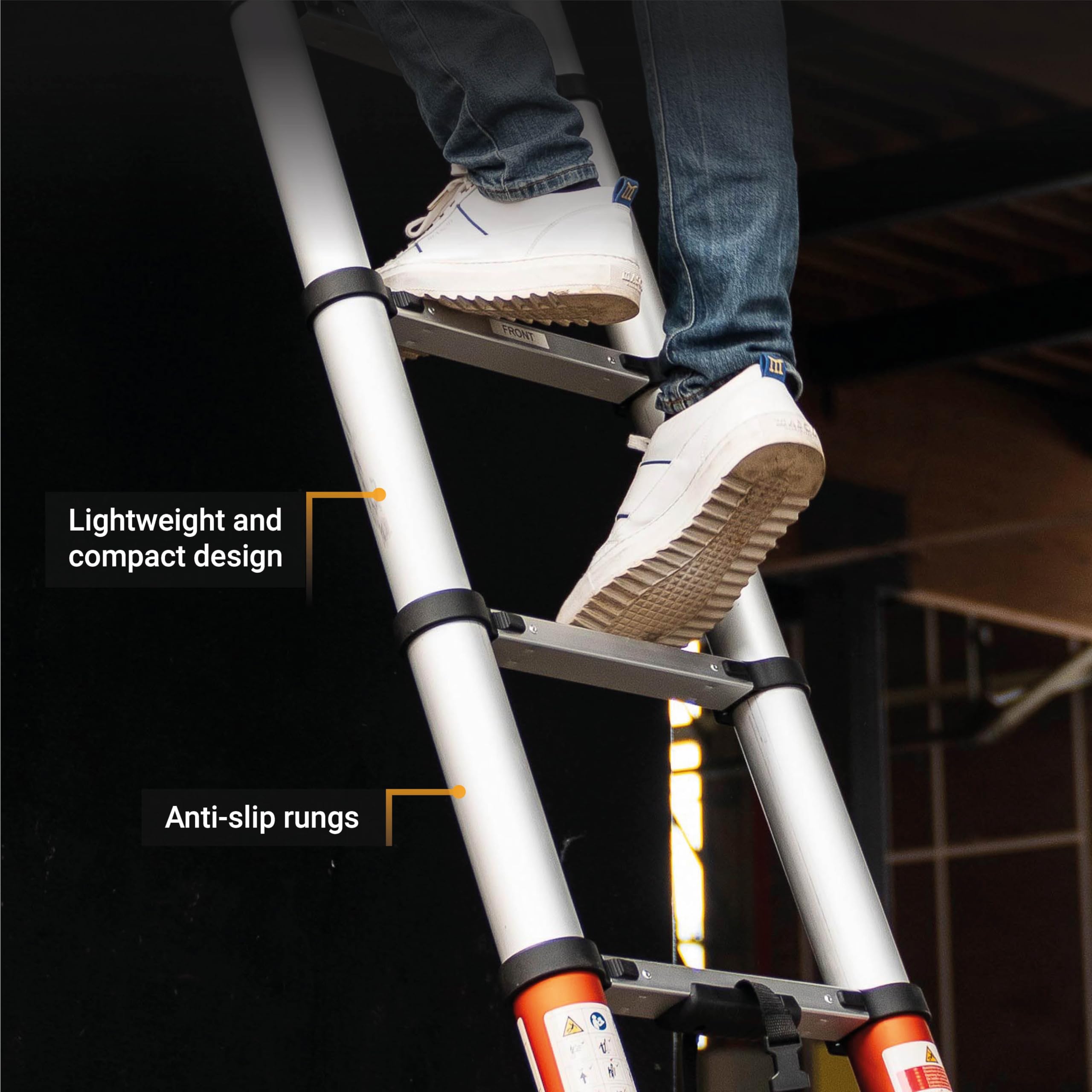 Batavia Giraffe Air Teleskopleiter Aluminium - 2,62m Ausziehleiter mit innovativer Soft-Close-Technologie für maximale Sicherheit - Kompaktes Design & 150kg Tragkraft für Profis & Heimwerker