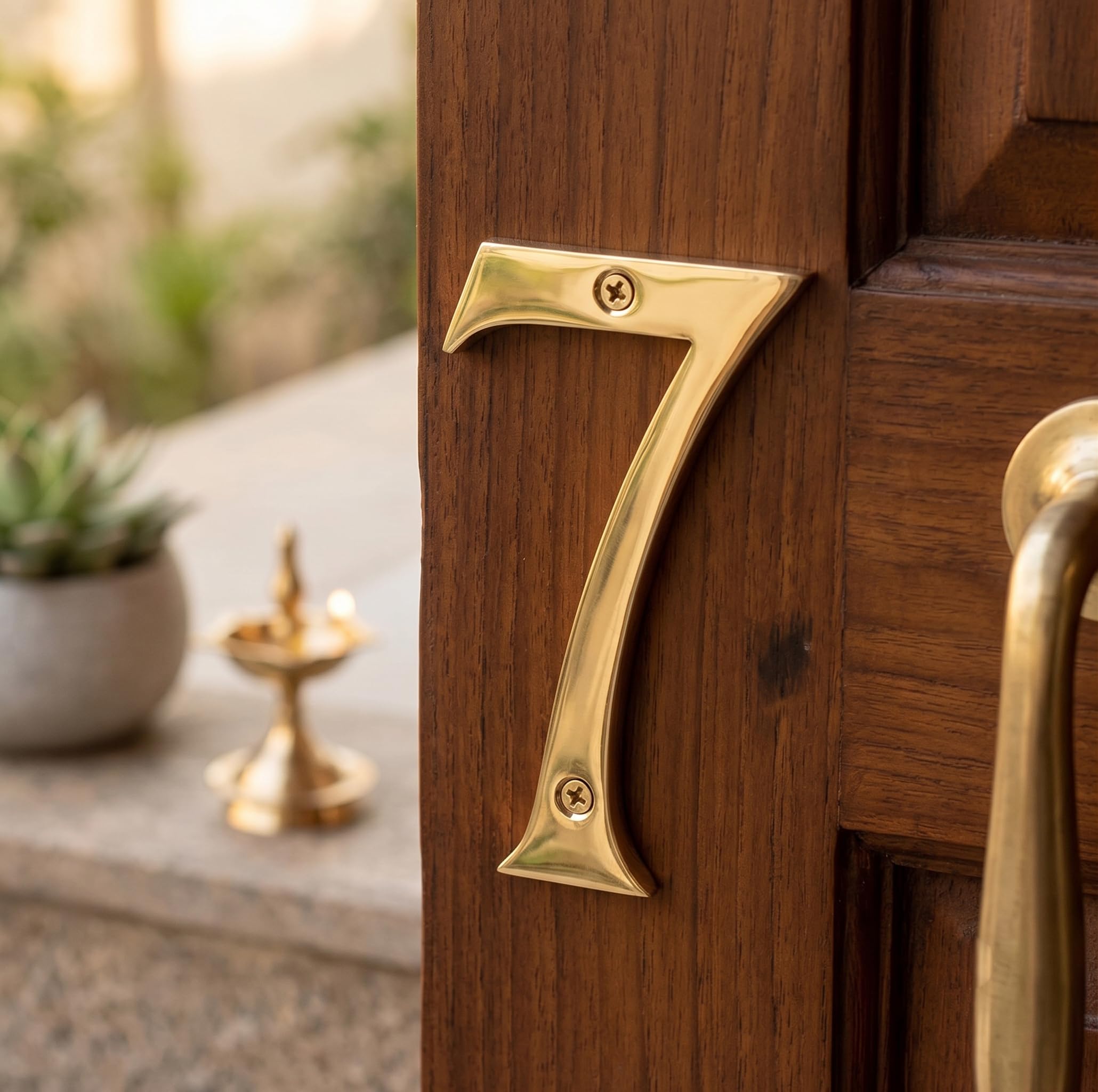 eSplanade 4" Brass House Hotel Door Number Plaque Sticky Numeric Numerical Digit 0-9 (7 (Seven)) — Amazon image 4