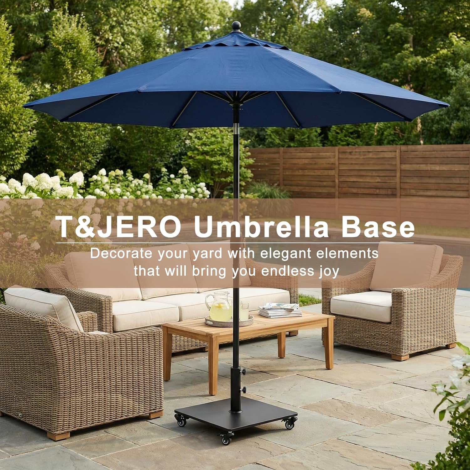 T&Jero 40 lb Heavy Duty Square Steel Plate Patio Market Table Umbrella Base Stand Weight with Wheels for Outdoor, Black