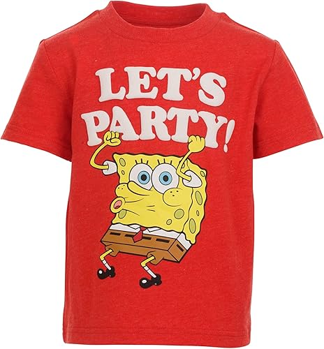 Miniatura 4 de Nickelodeon Paquete de 3 camisetas gráficas de manga corta con estampado de Bob Esponja, Amarillo, turquesa, rosa