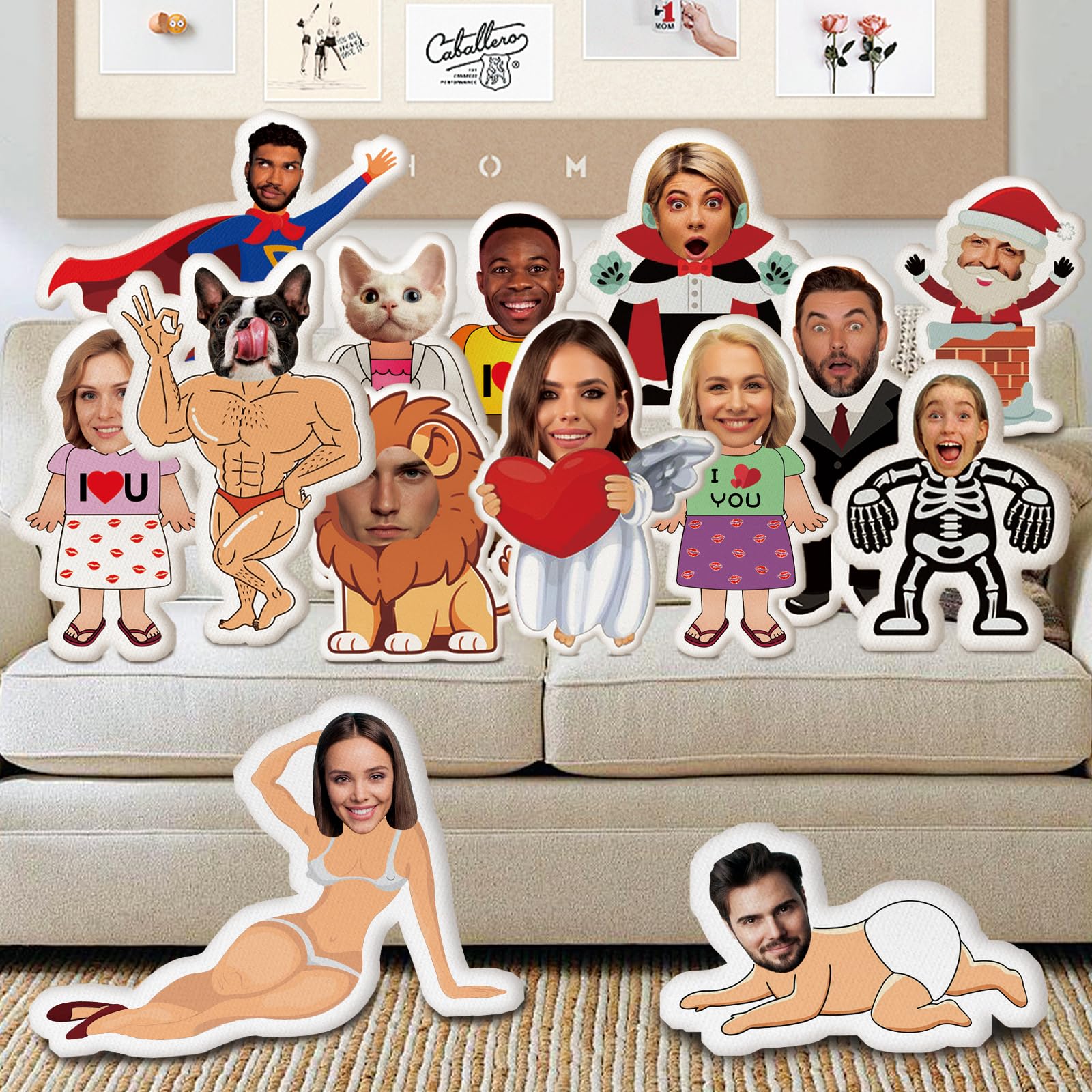Almohada Personalizada con Cara, Almohadas Personalizadas con Fotos, Almohada de Peluche de Doble Cara con Forma de Cabeza y Cuerpo Impresa en 3D, Decoración del Sofá de la Cama, Regalos Creativos par